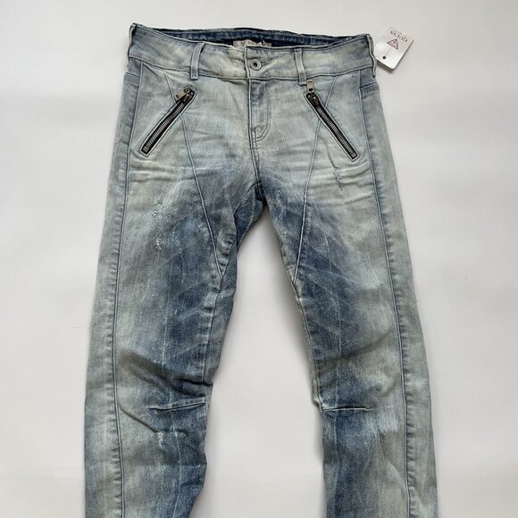 Guess Women’s Moto Zip Skinny Jeans In Light Wash Size 27 - Picture 4 of 13